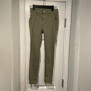 Old Navy Girls Size 12 Olive Green Ballerina Jegging Zip Up Skinny Jeans Stretch